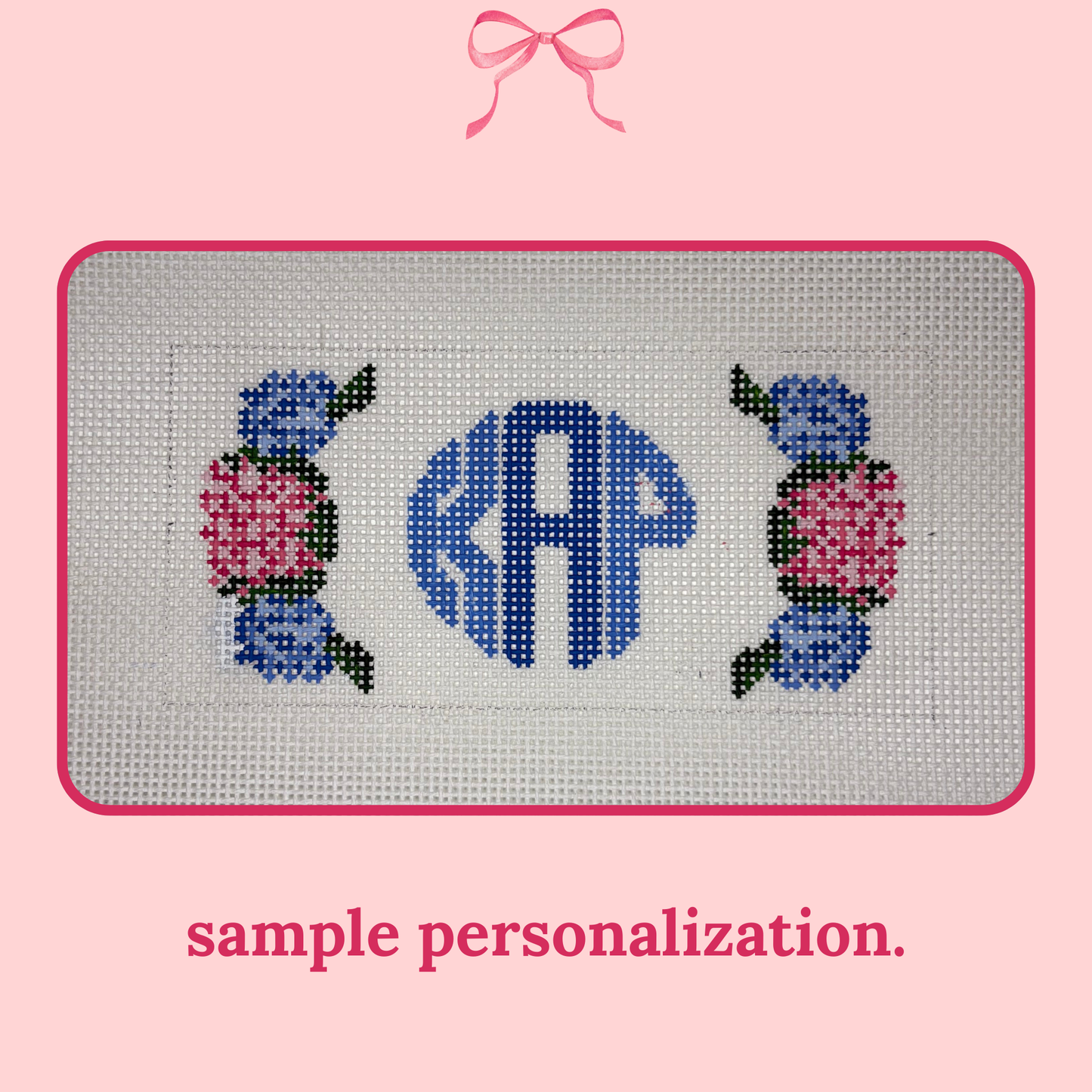 hand painted hydrangea monogram needlepoint canvas