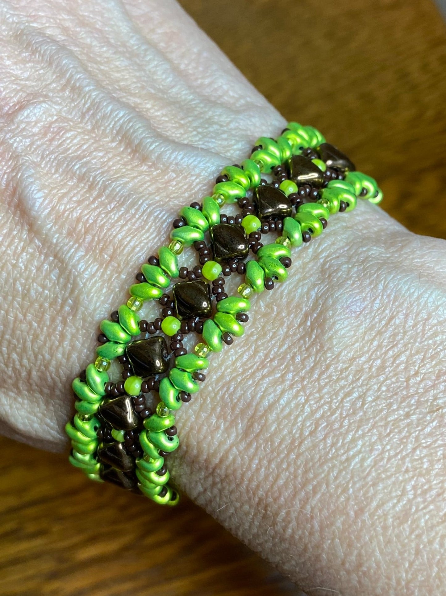 Beautiful "Mini Bridges" Bracelet with Handwoven Glass Beads