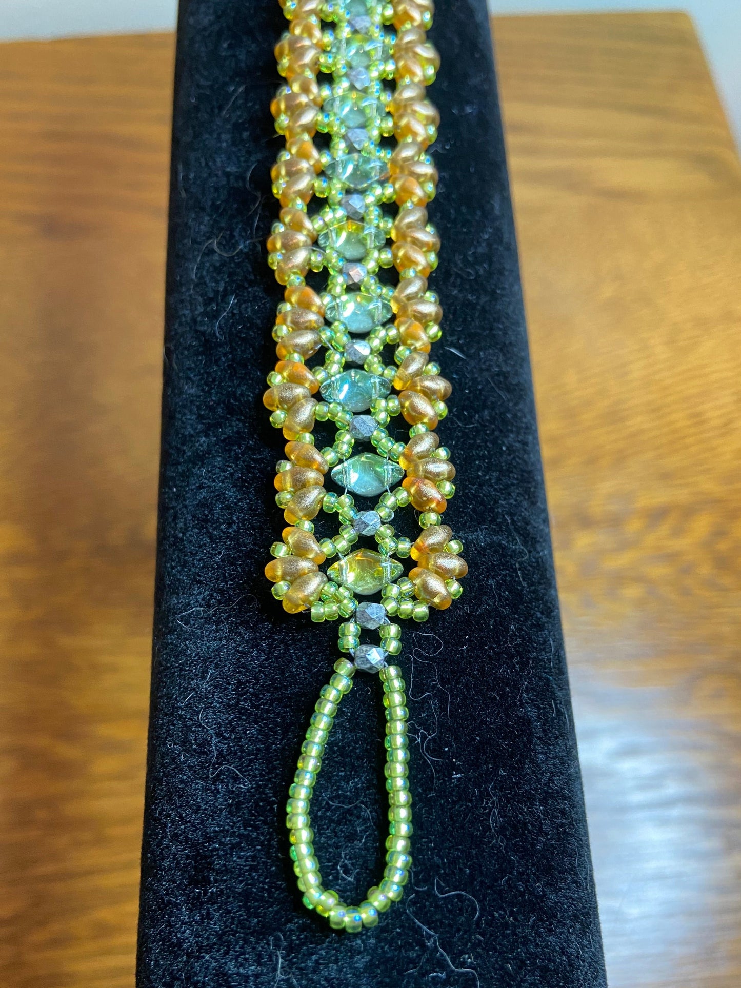 Beautiful "Bridges" Bracelet with Handwoven Glass Beads