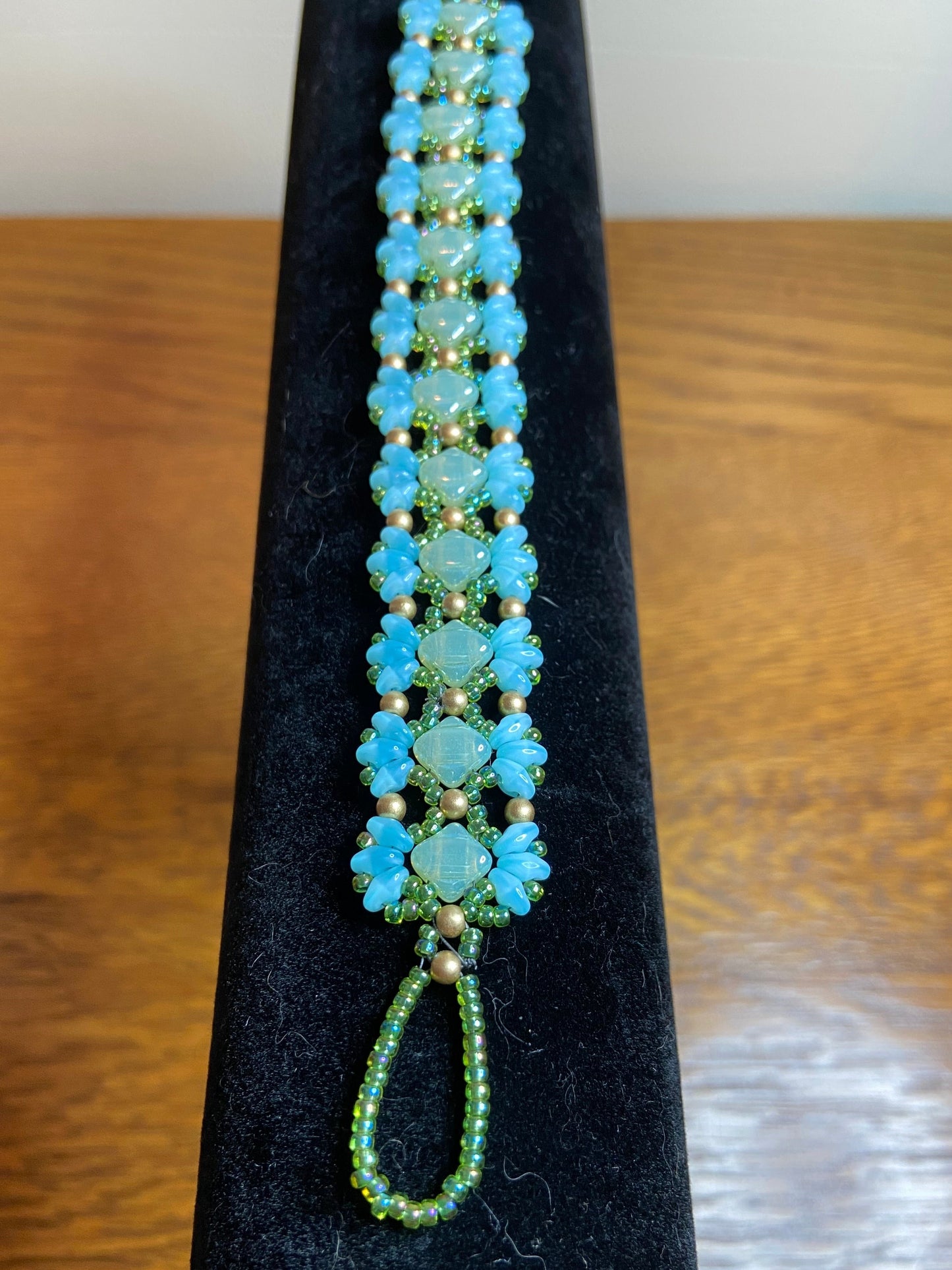 Beautiful "Bridges" Bracelet with Handwoven Glass Beads