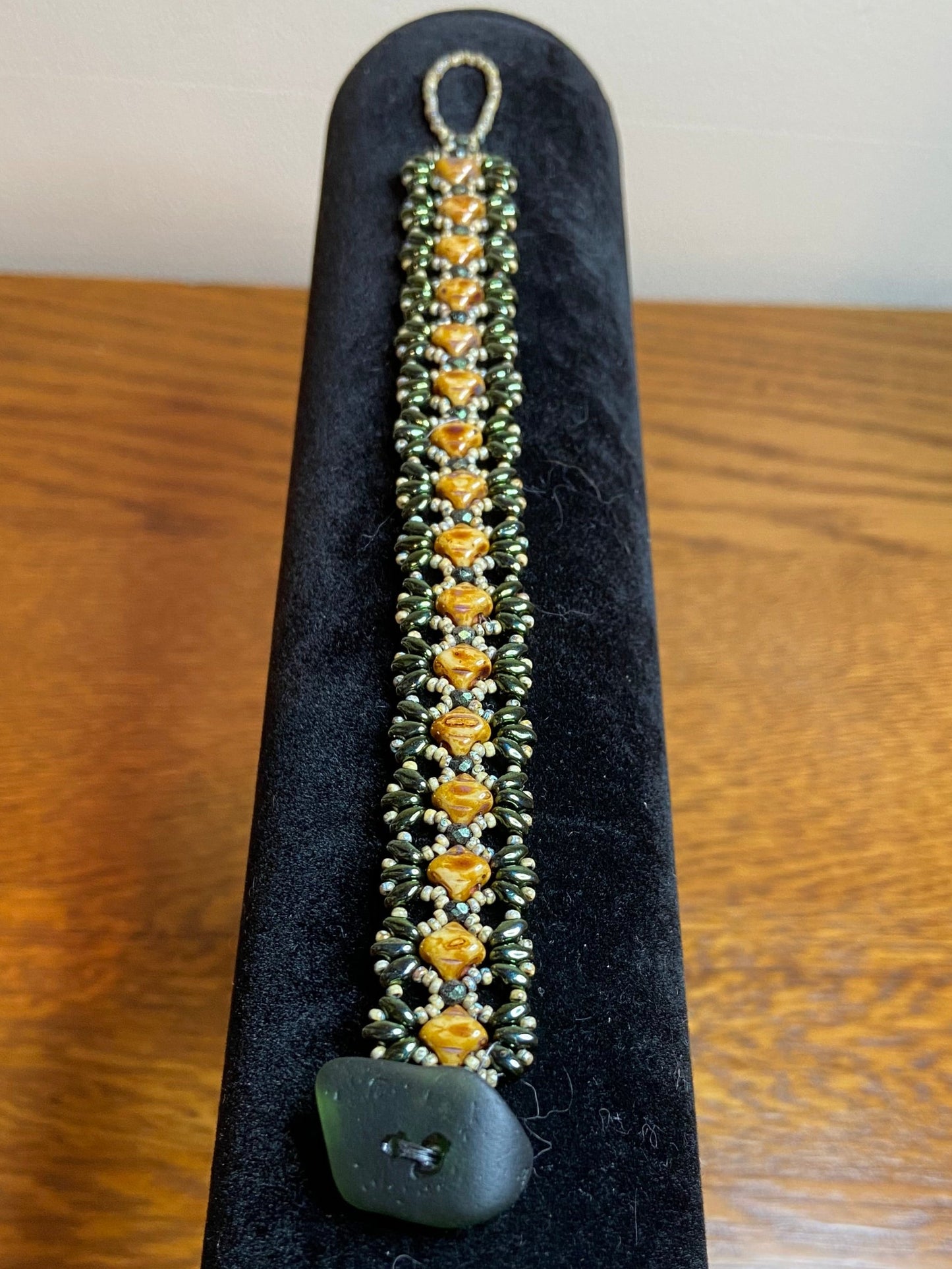 Beautiful "Mini Bridges" Bracelet with Handwoven Glass Beads