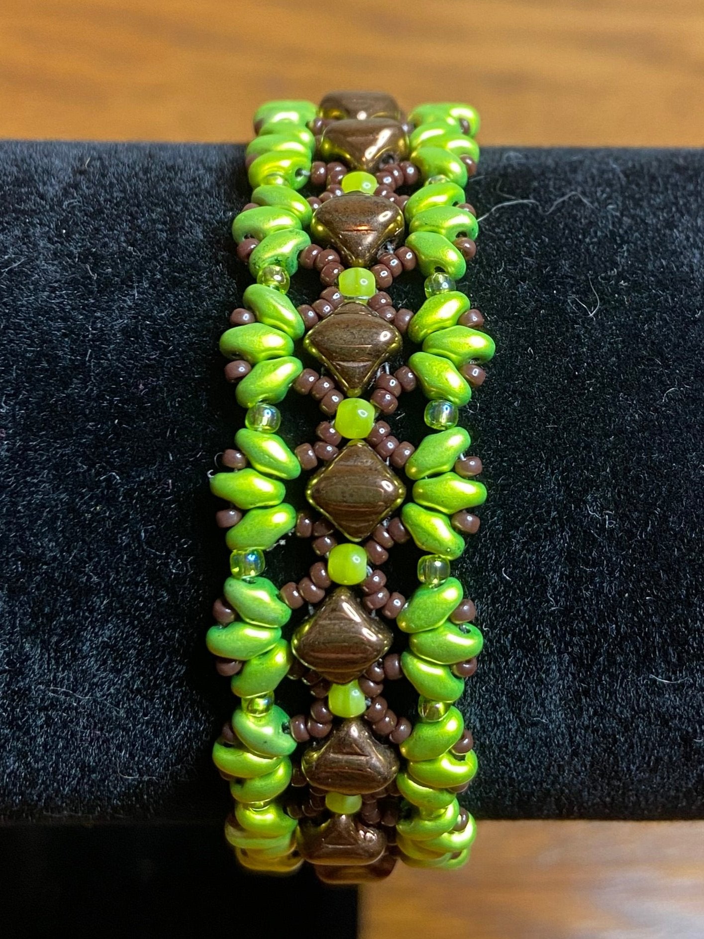 Beautiful "Mini Bridges" Bracelet with Handwoven Glass Beads