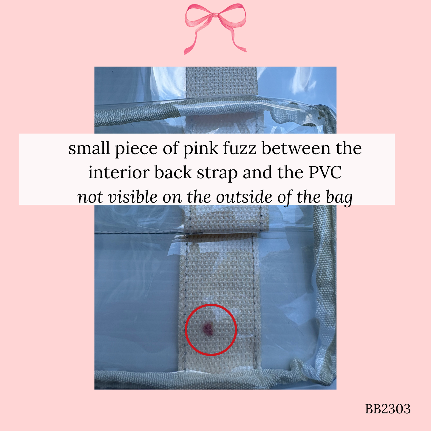 Bow Bag with Clear Pocket for Needlepoint ~ Ivory (Perfectly Imperfect)