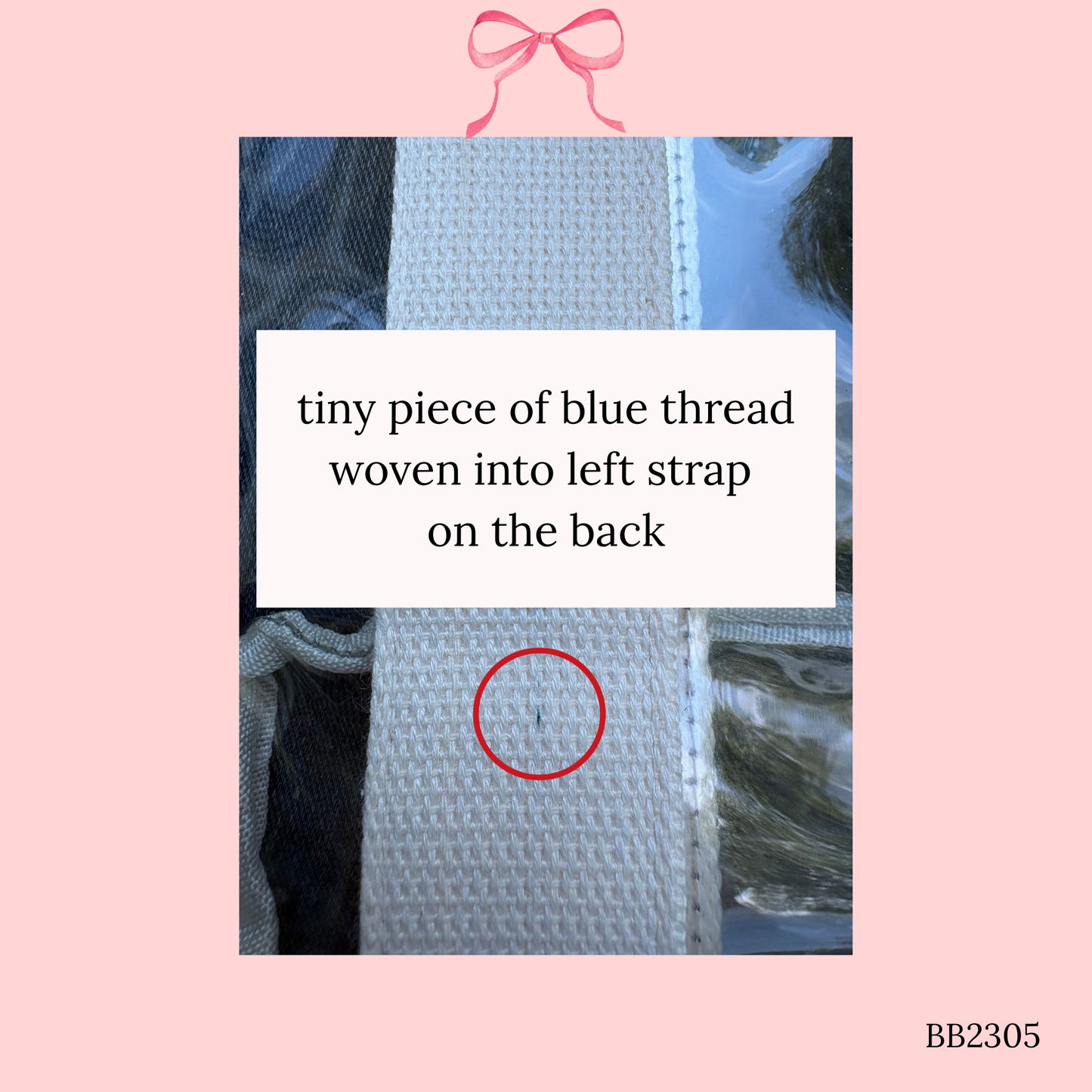Bow Bag with Clear Pocket for Needlepoint ~ Ivory (Perfectly Imperfect)
