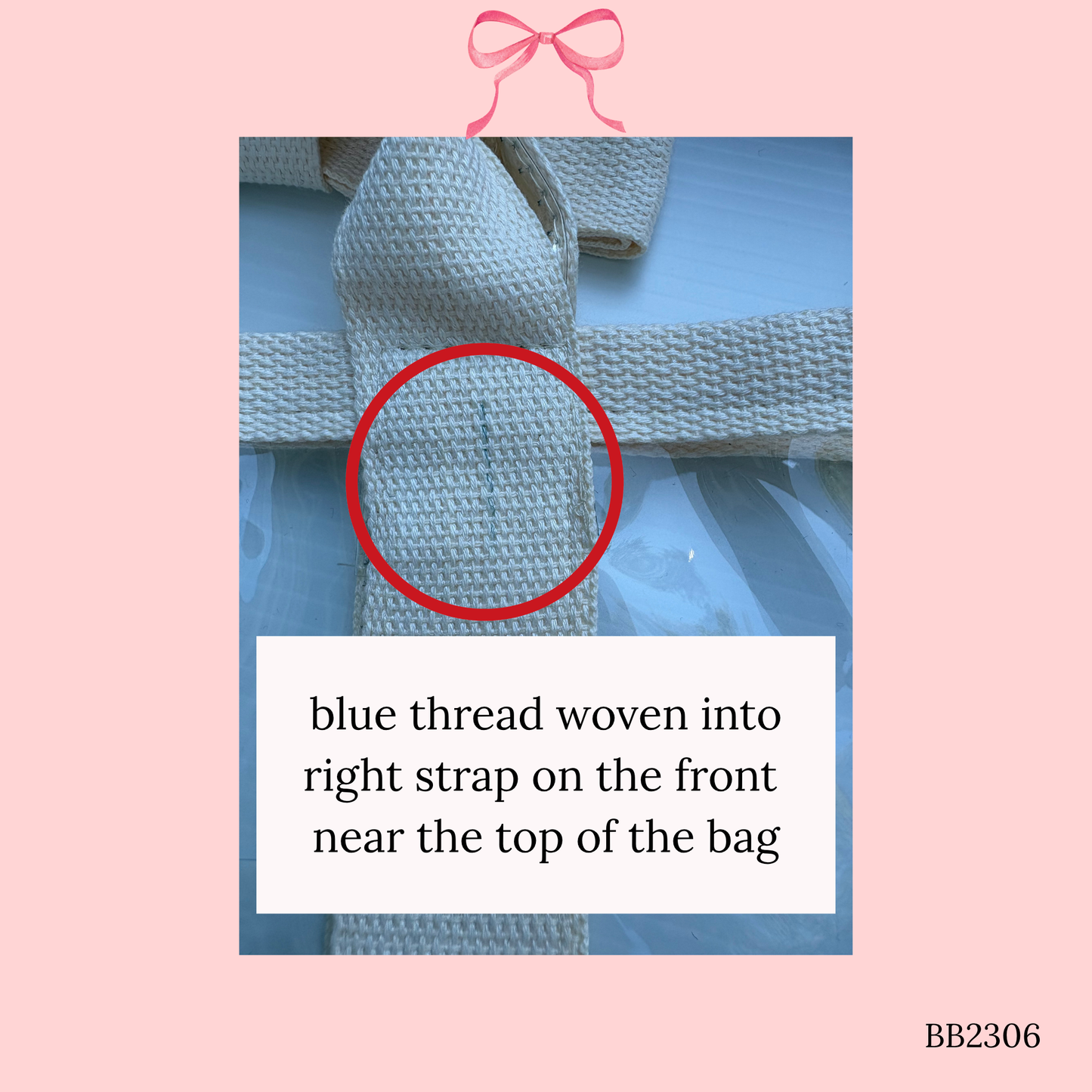 Bow Bag with Clear Pocket for Needlepoint ~ Ivory (Perfectly Imperfect)