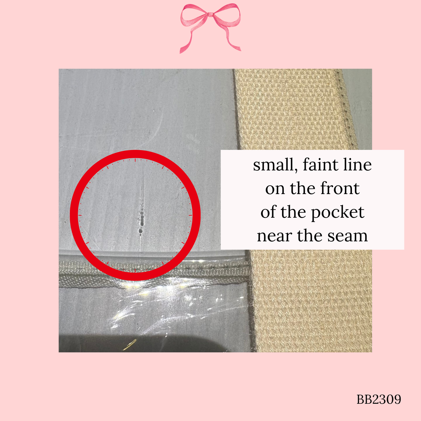 Bow Bag with Clear Pocket for Needlepoint ~ Ivory (Perfectly Imperfect)