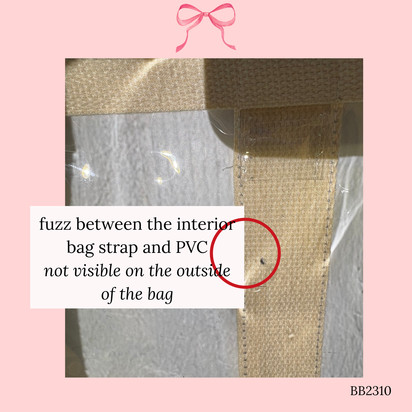 Bow Bag with Clear Pocket for Needlepoint ~ Ivory (Perfectly Imperfect)