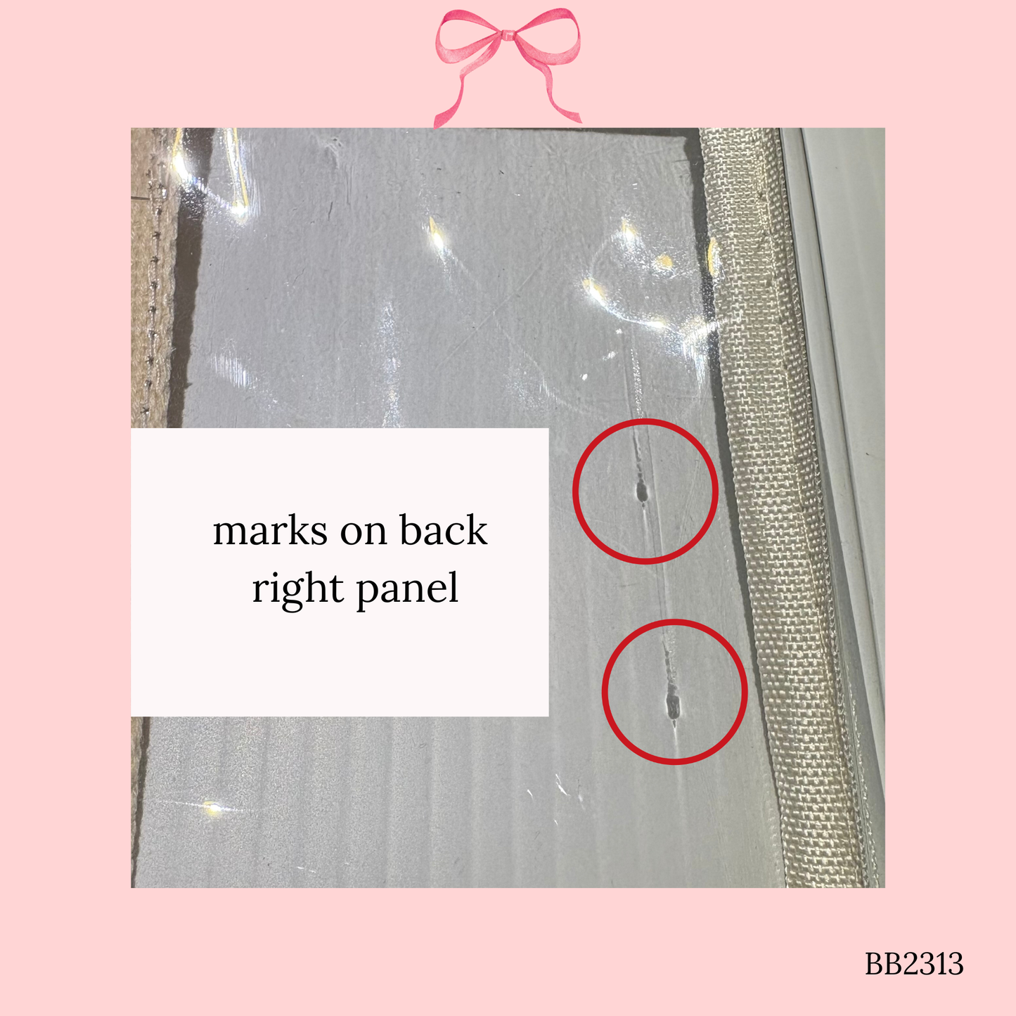 Bow Bag with Clear Pocket for Needlepoint ~ Ivory (Perfectly Imperfect)