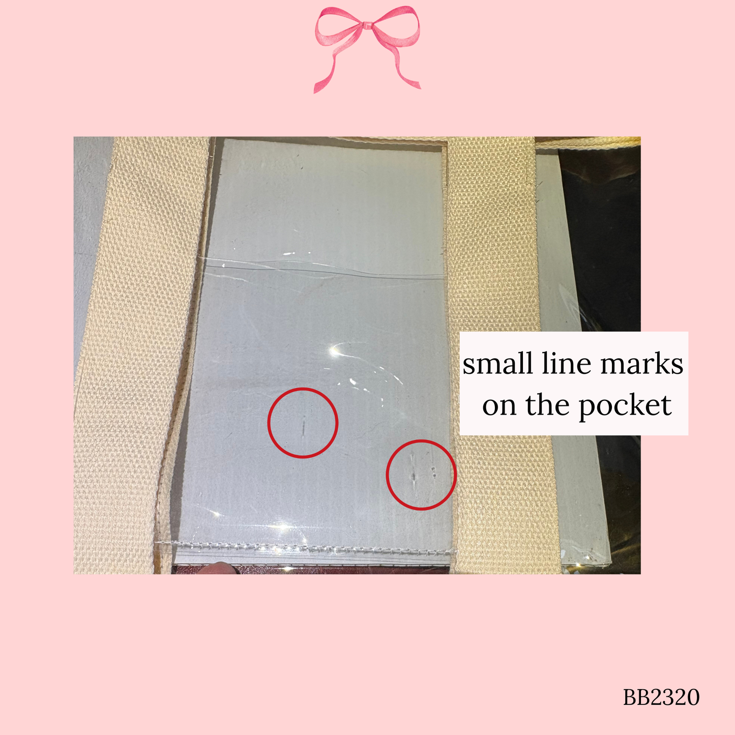 Bow Bag with Clear Pocket for Needlepoint ~ Ivory (Perfectly Imperfect)