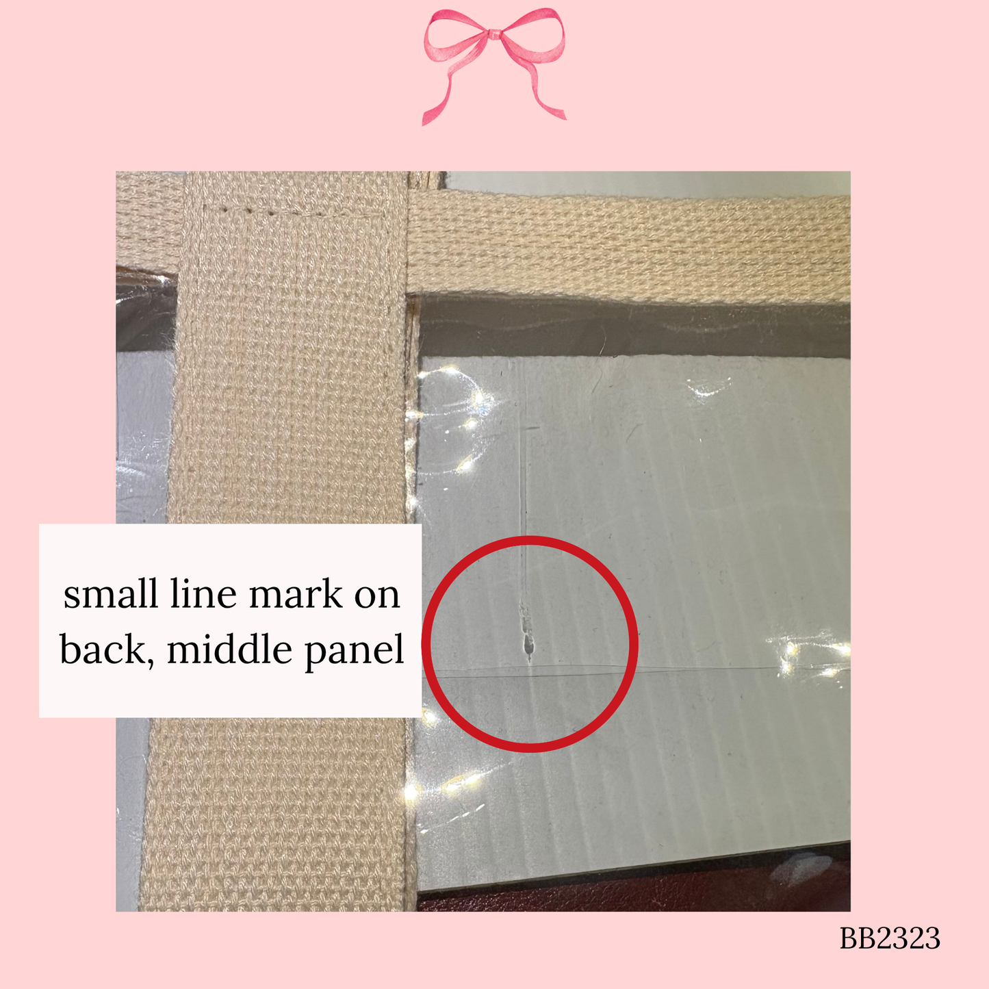 Bow Bag with Clear Pocket for Needlepoint ~ Ivory (Perfectly Imperfect)