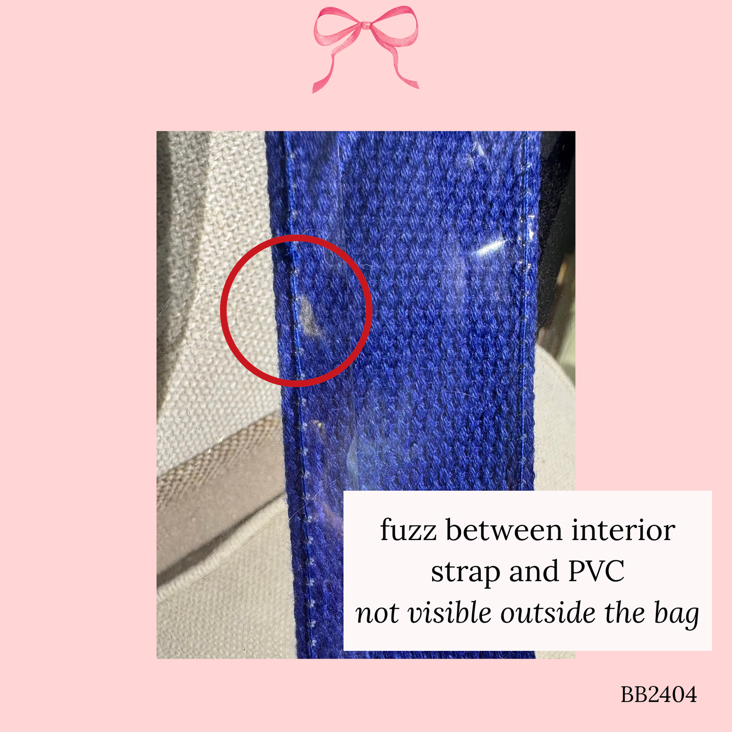 Bow Bag with Clear Pocket for Needlepoint Blue ~ (Perfectly Imperfect)