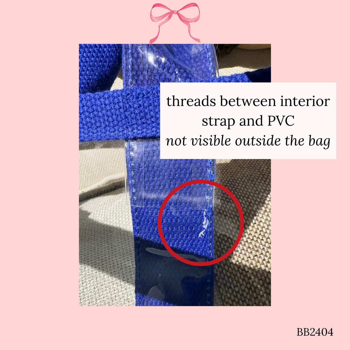 Bow Bag with Clear Pocket for Needlepoint Blue ~ (Perfectly Imperfect)