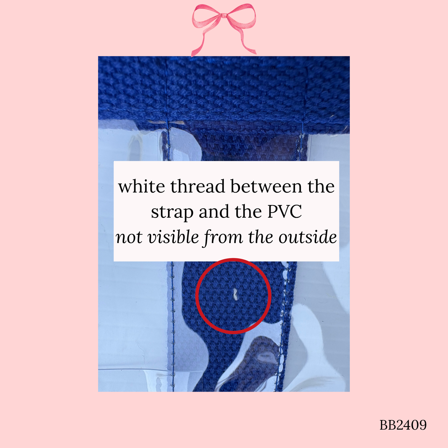 Bow Bag with Clear Pocket for Needlepoint Blue ~ (Perfectly Imperfect)