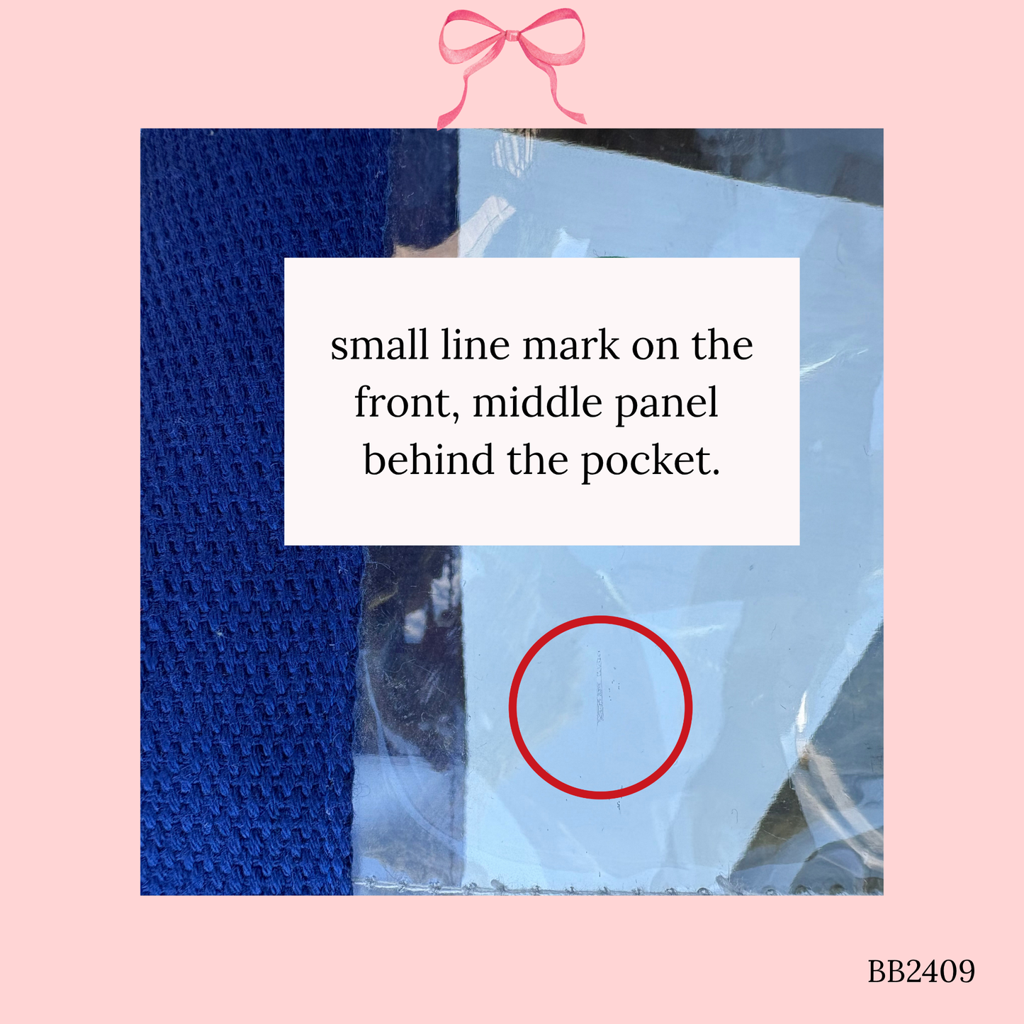Bow Bag with Clear Pocket for Needlepoint Blue ~ (Perfectly Imperfect)
