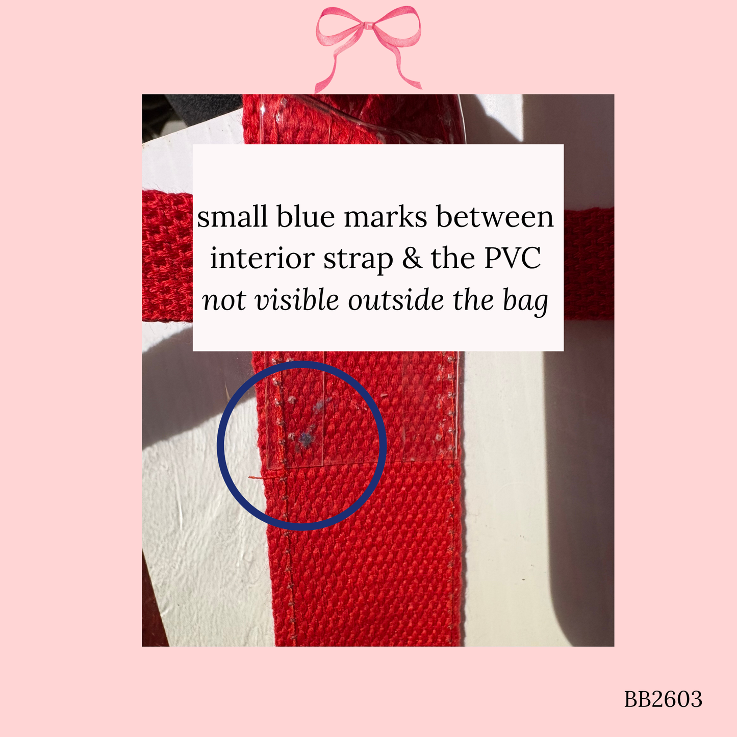 Bow Bag with Clear Pocket for Needlepoint Red ~ (Perfectly Imperfect)