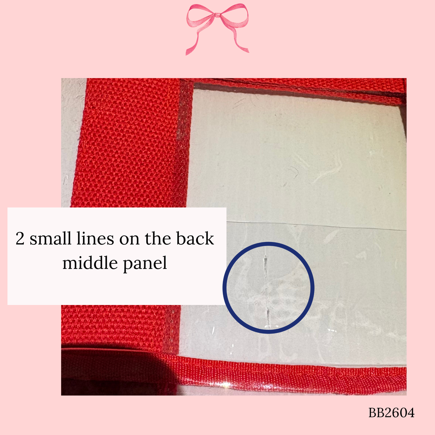 Bow Bag with Clear Pocket for Needlepoint Red ~ (Perfectly Imperfect)