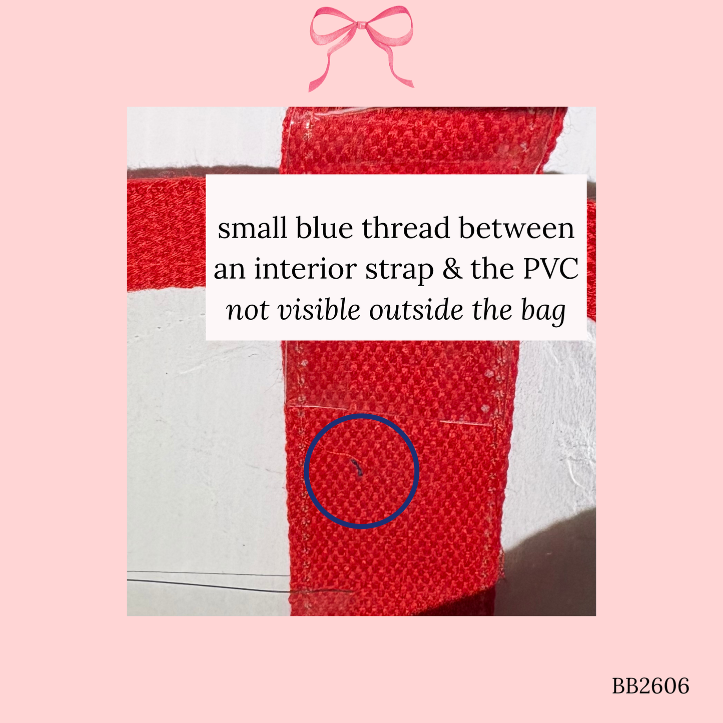 Bow Bag with Clear Pocket for Needlepoint Red ~ (Perfectly Imperfect)