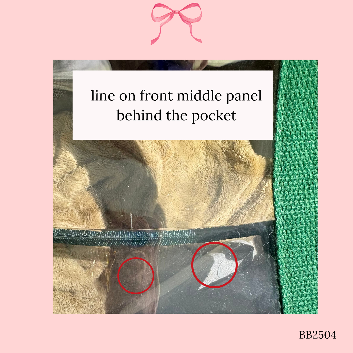 Bow Bag with Clear Pocket for Needlepoint Green ~ (Perfectly Imperfect)