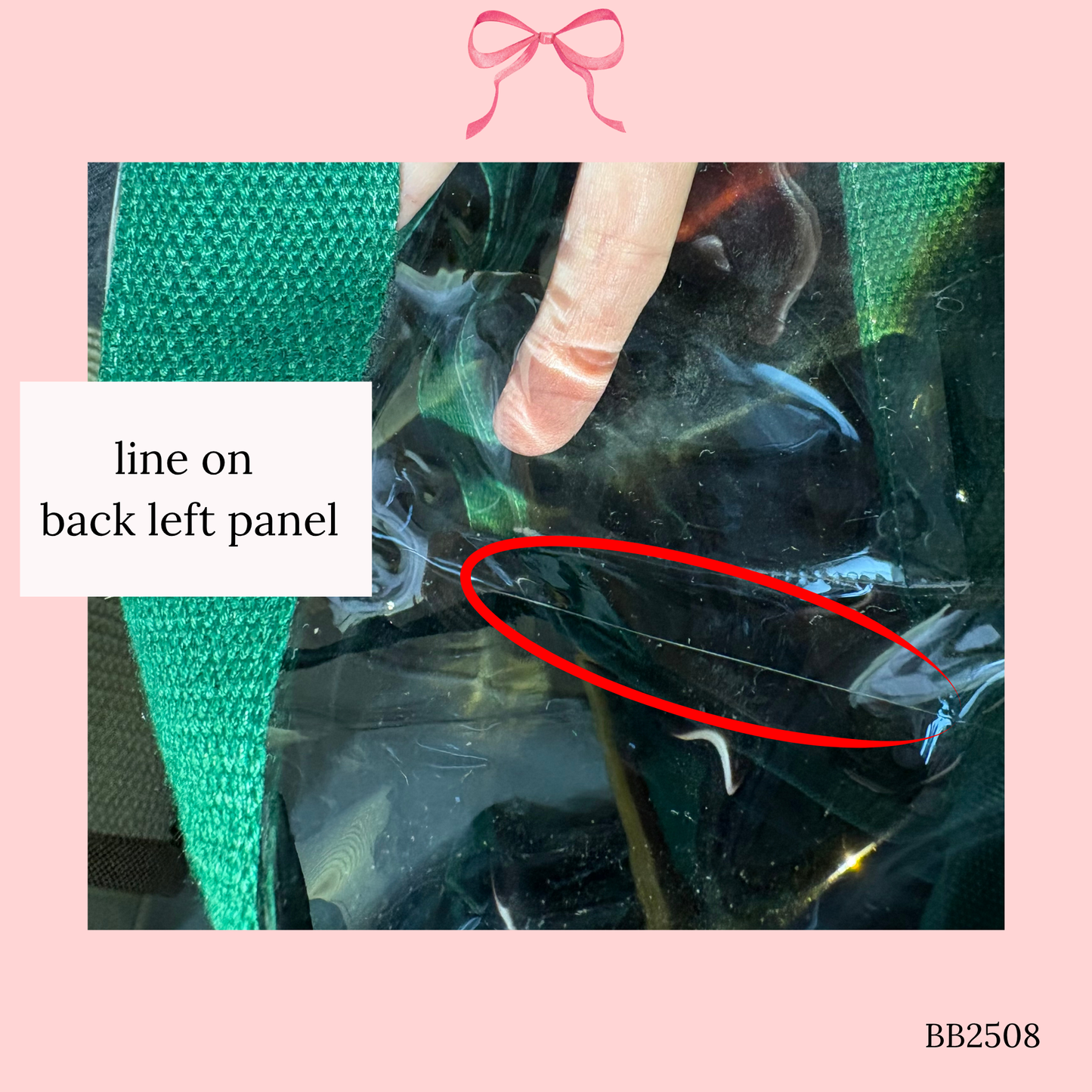 Bow Bag with Clear Pocket for Needlepoint Green ~ (Perfectly Imperfect)