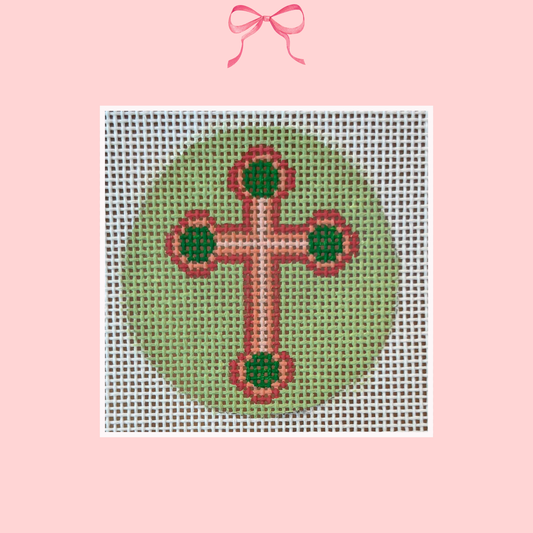 Cross, Pink & Green on 18 Mesh