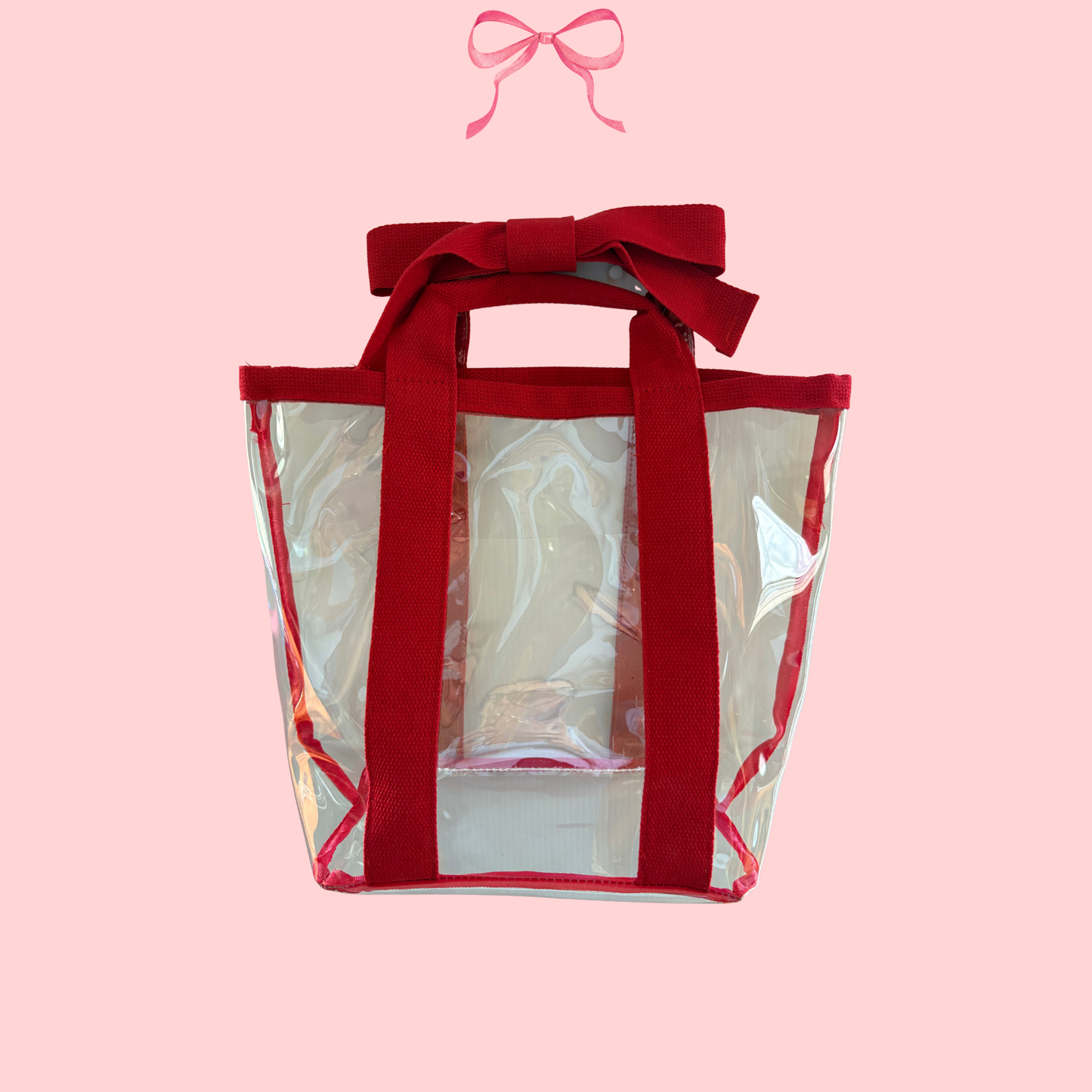 Bow Bag with Clear Pocket for Needlepoint