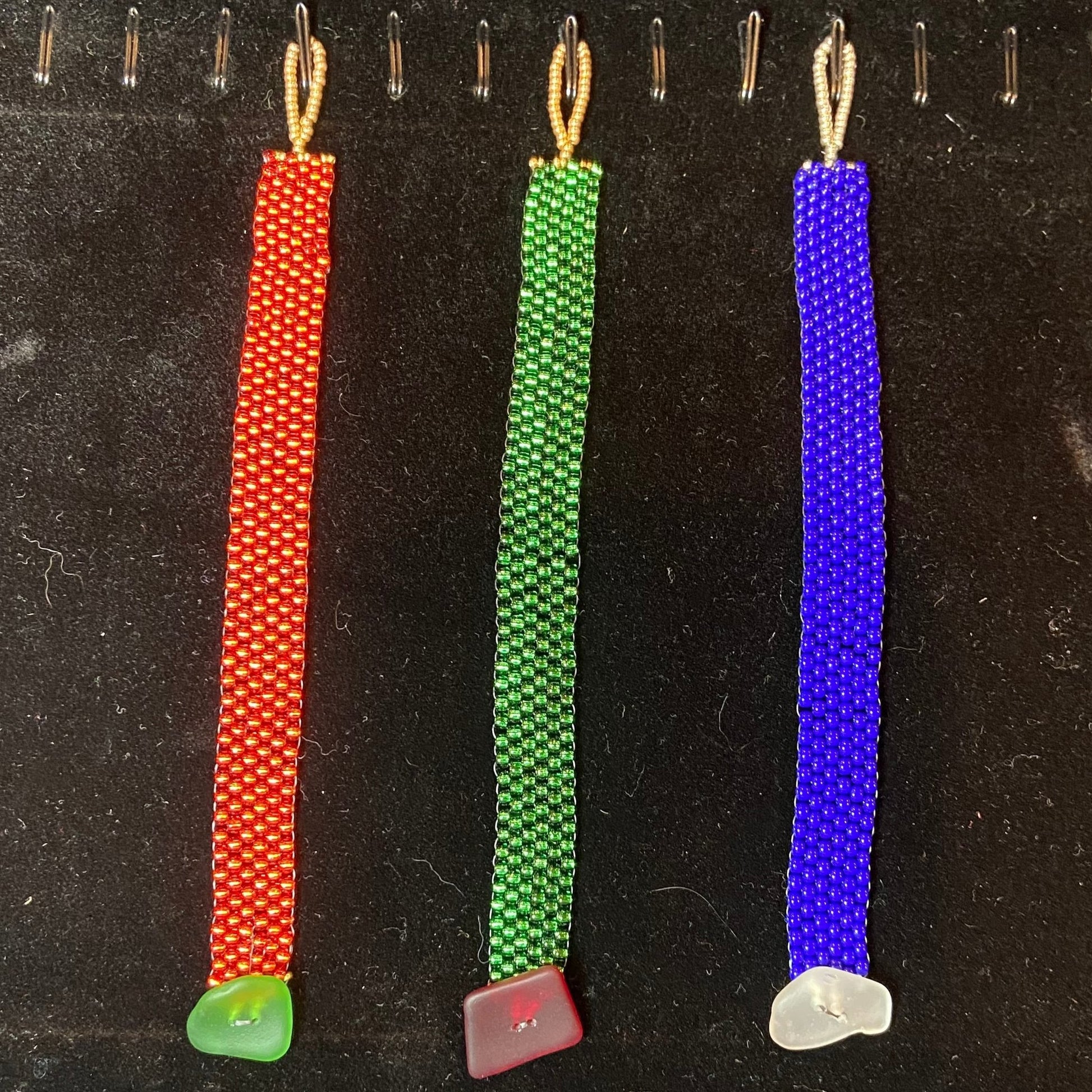 Red, Green, Blue Bracelets Vertical Display