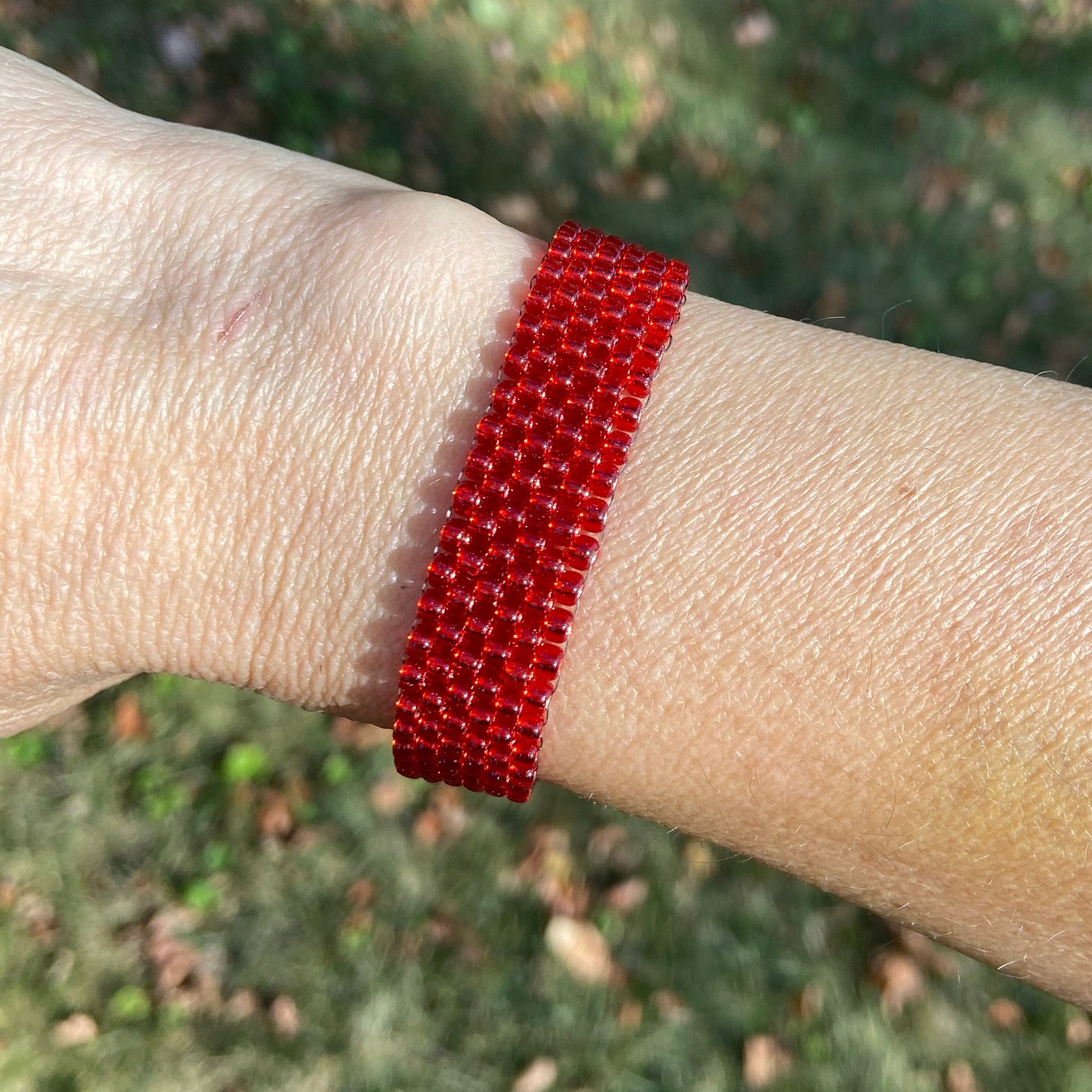 Red (Silver-Lined) Beaded Bracelet