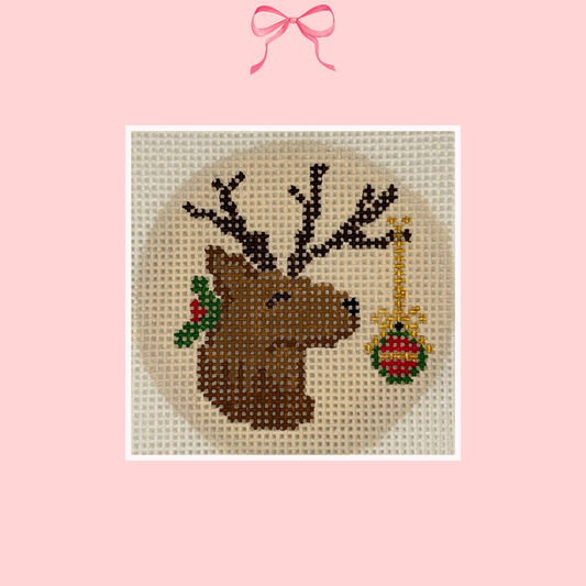 Vintage Reindeer on 18 Mesh