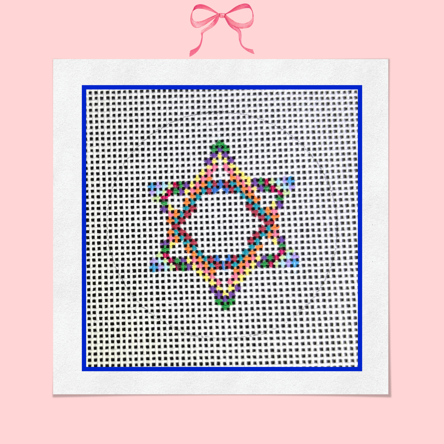 Colorful Star of David on 18 Mesh
