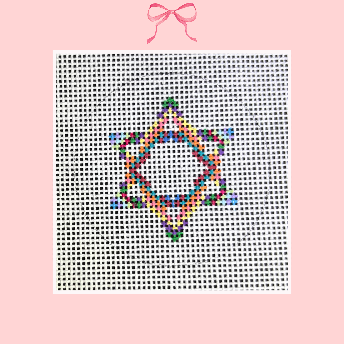 Colorful Star of David on 18 Mesh