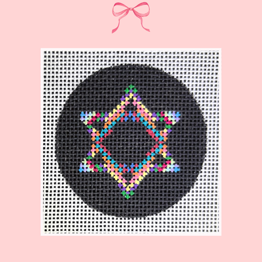 Colorful Star of David on 18 Mesh