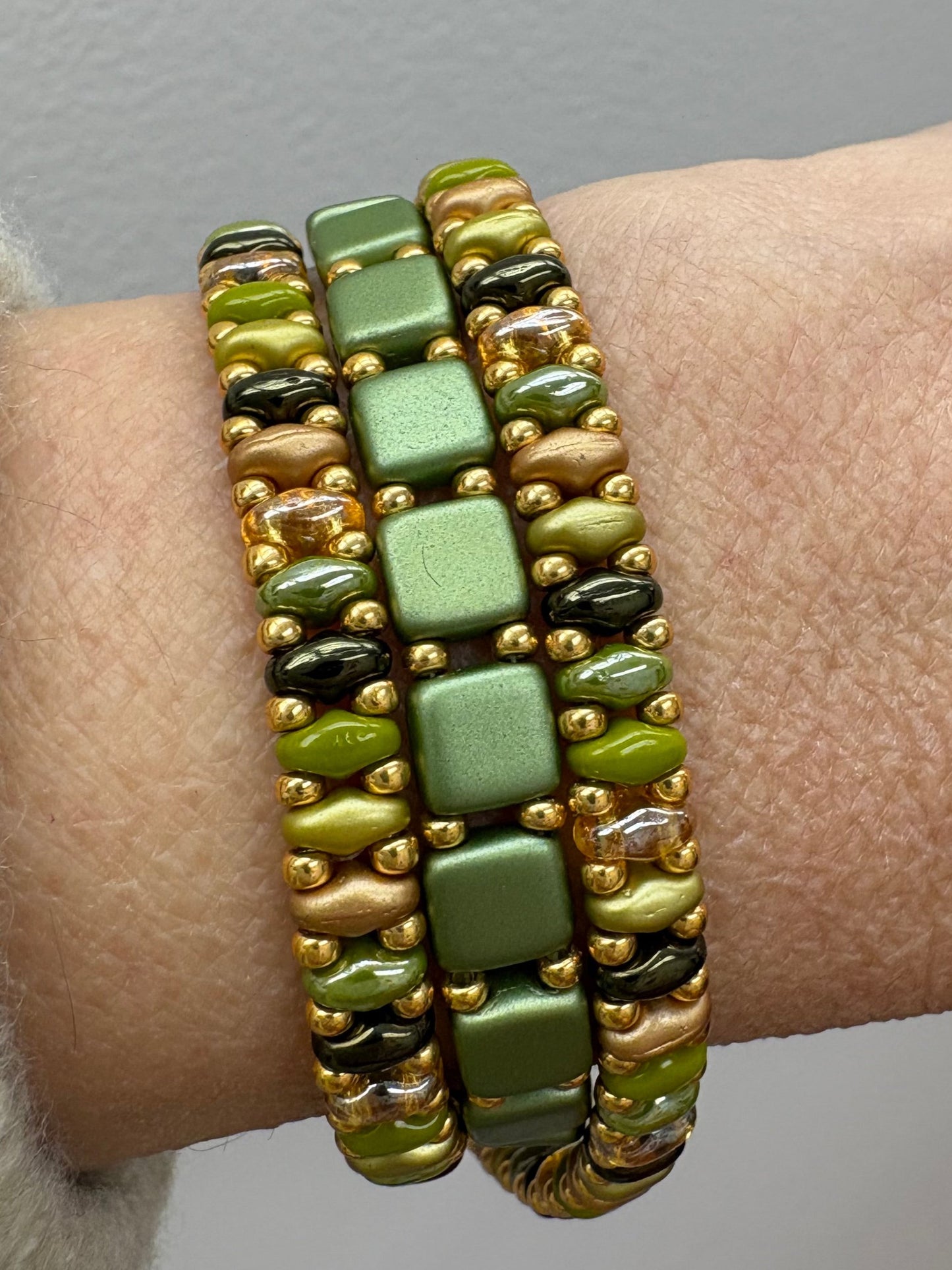 Triple Wrap Bracelet, Handwoven glass beads