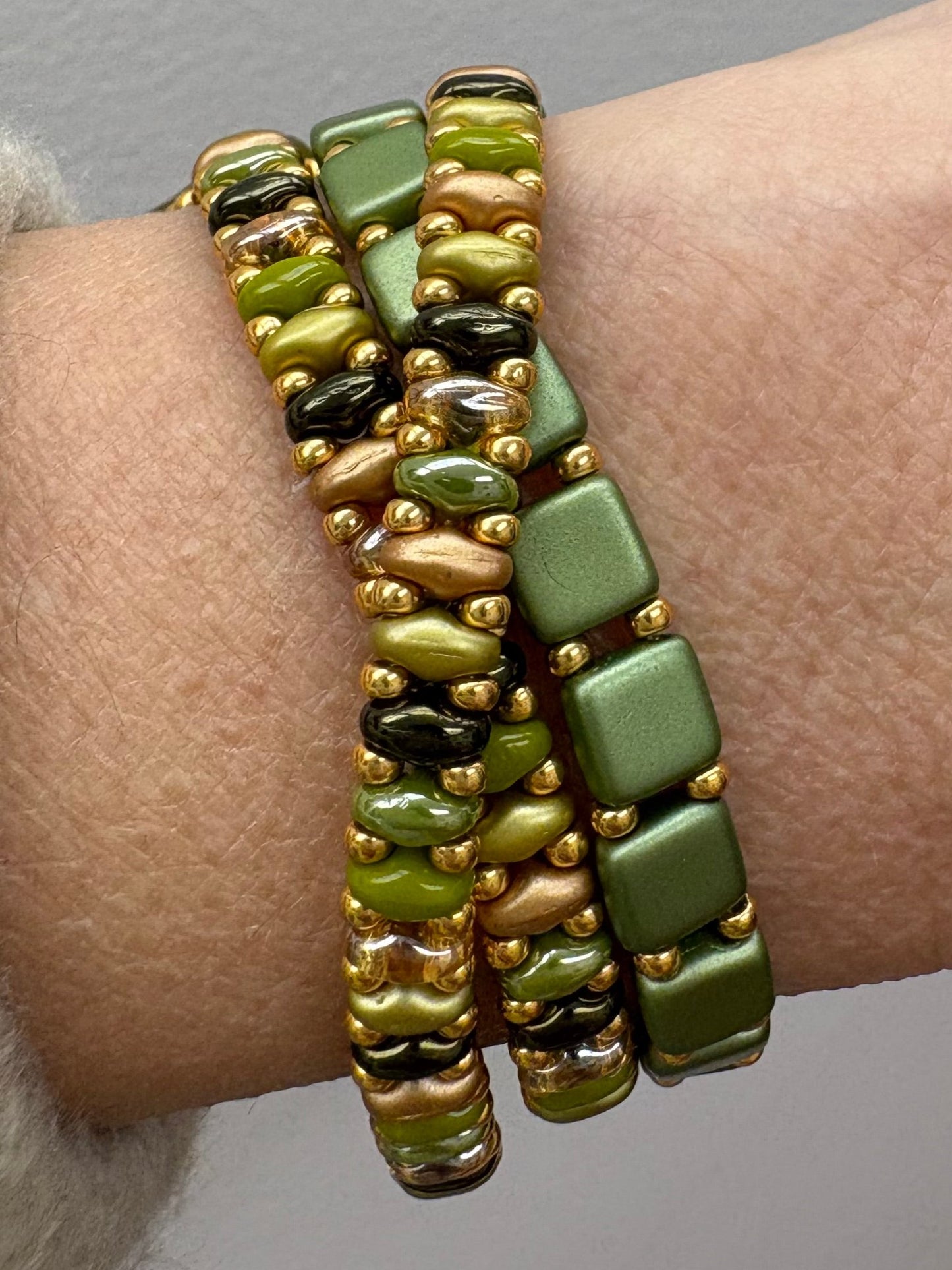 Triple Wrap Bracelet, Handwoven glass beads