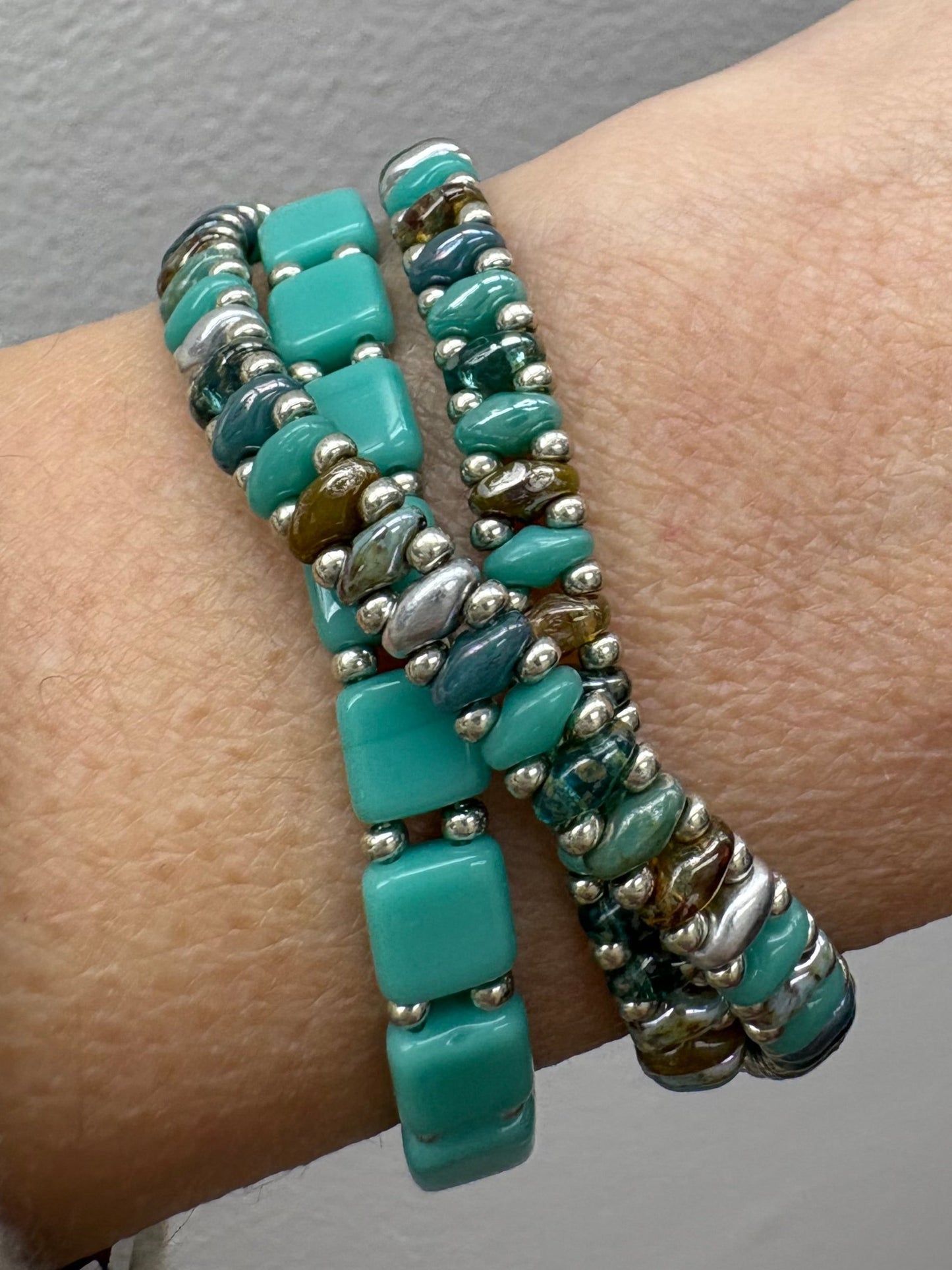 Triple Wrap Bracelet, Handwoven glass beads