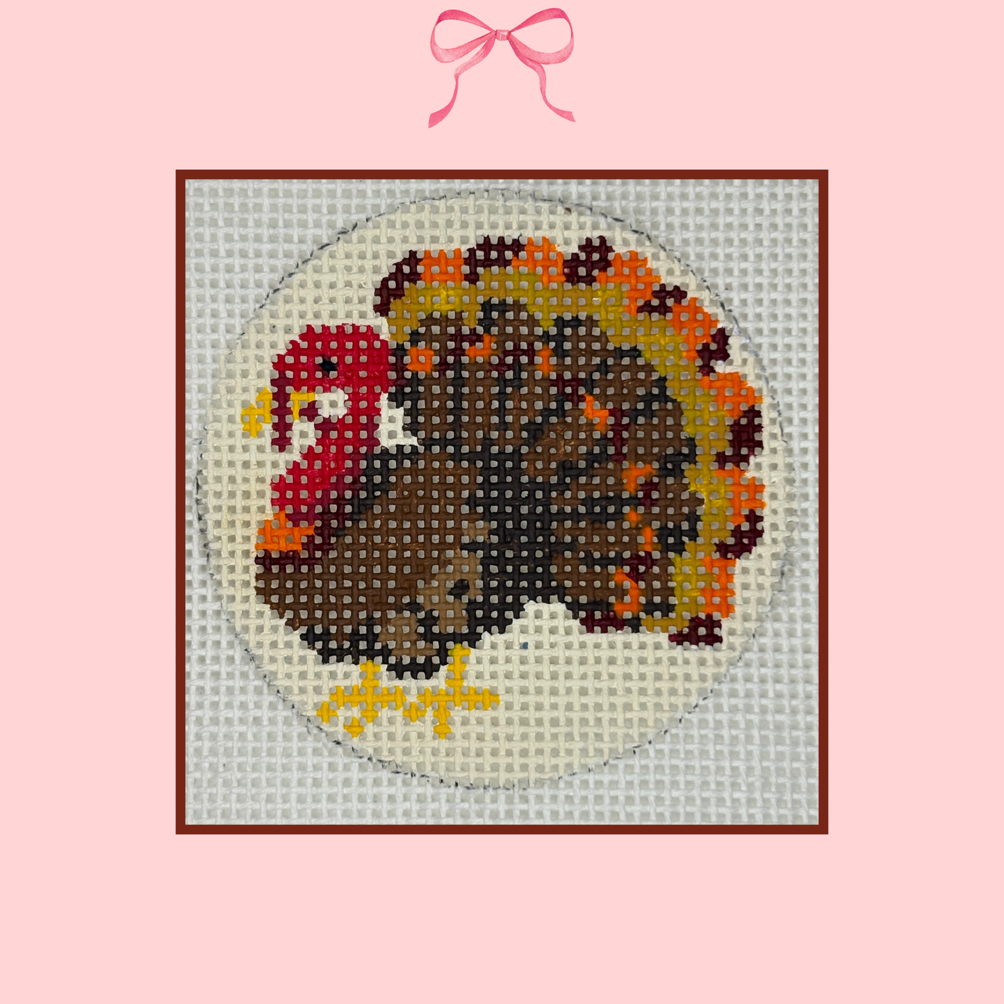 Hand painted Thanksgiving turkey needlepoint canvas