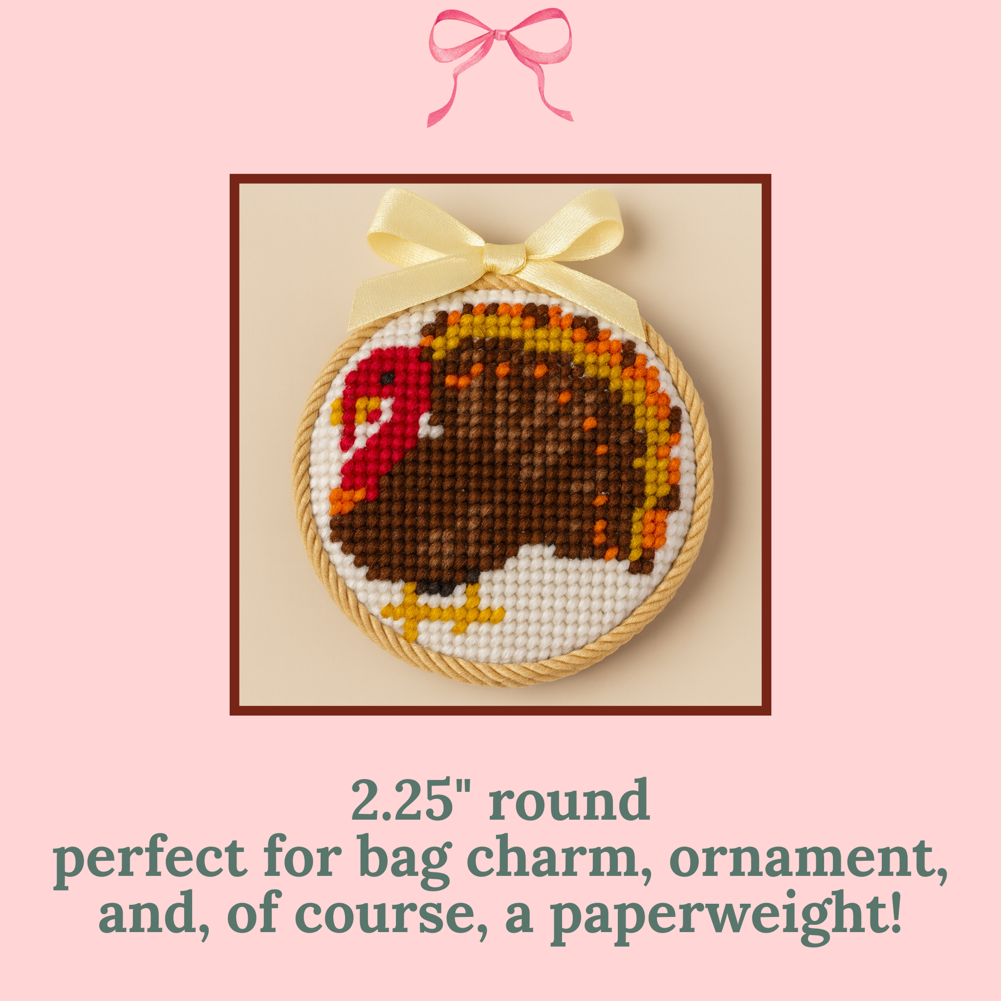 Hand painted Thanksgiving turkey needlepoint canvas