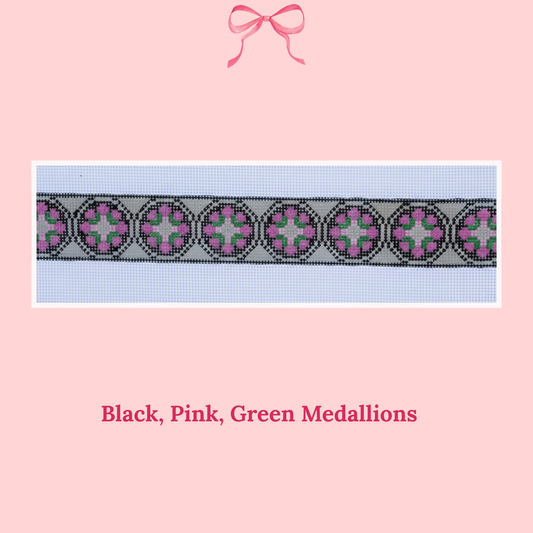 Medallion Belt/Bag Strap, Black on 18 Mesh
