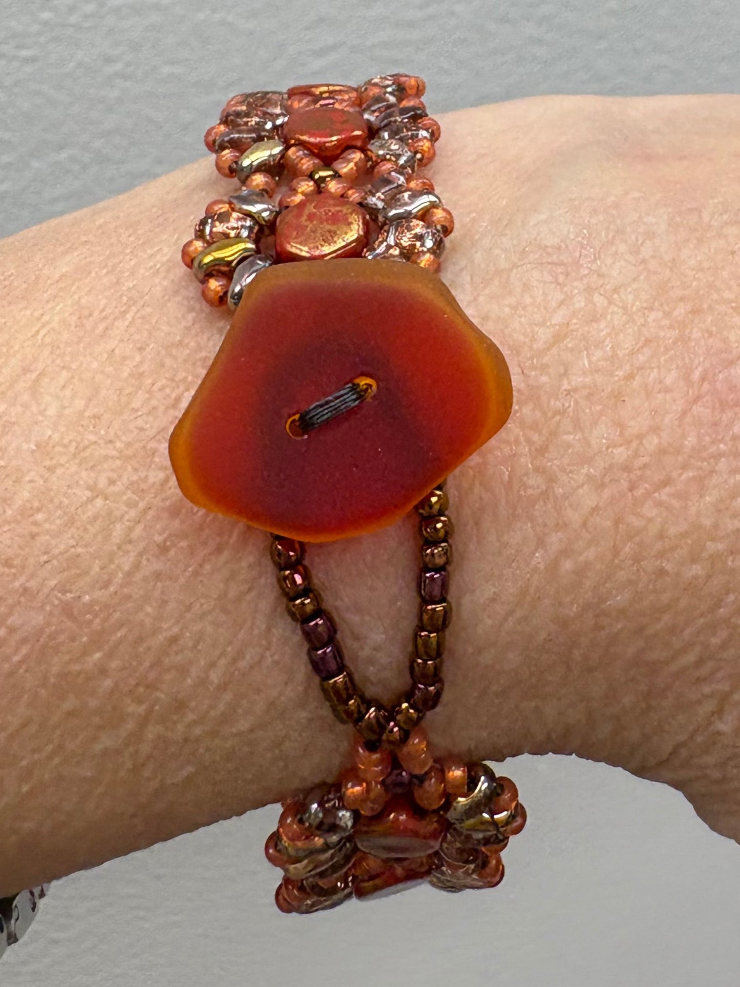 Beaded Honeycomb Bracelet, Handwoven with glass beads