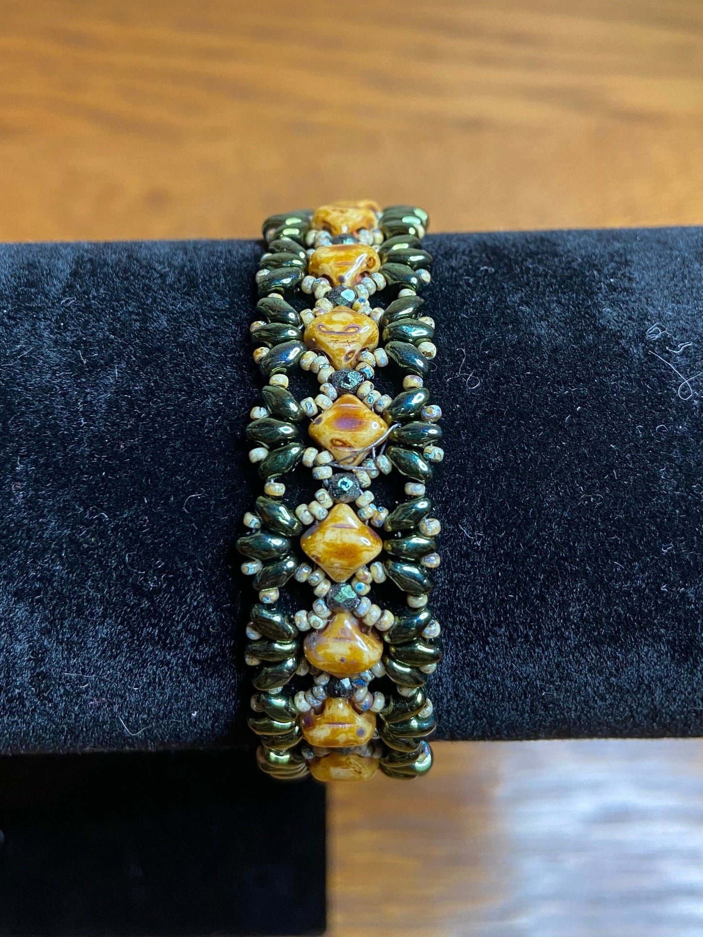 Beautiful "Mini Bridges" Bracelet with Handwoven Glass Beads