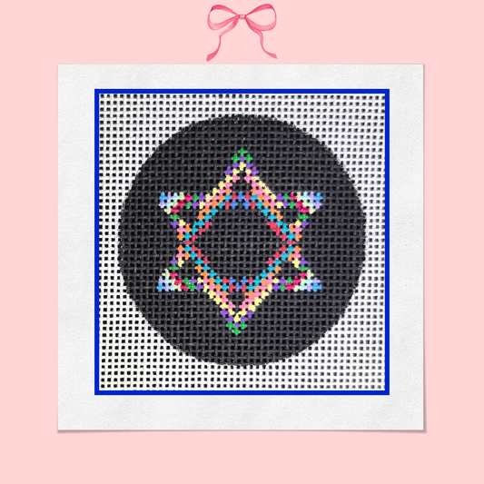 Colorful Star of David on 18 Mesh