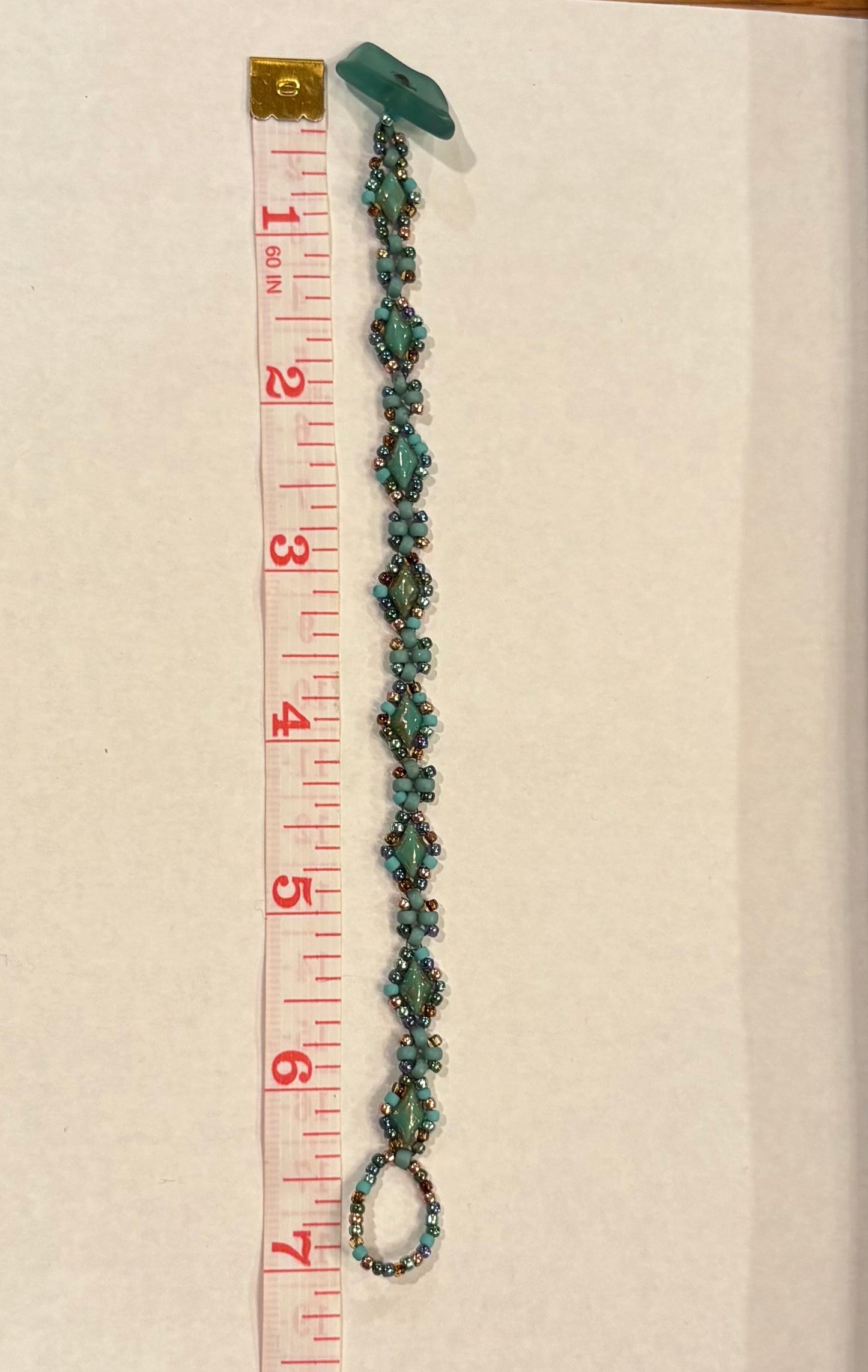 Tiptoe Chain Bracelet, handwoven glass beads